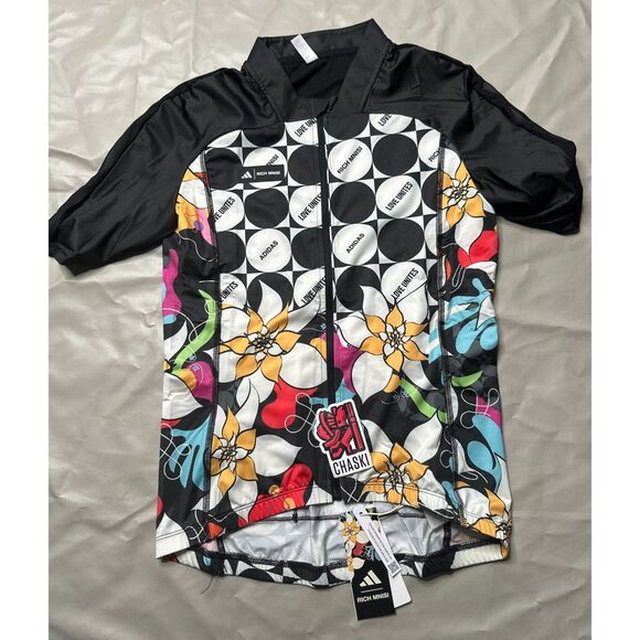Adidas Men's Small Rich Mnisi Cycling Short Sleeve Jersey flowers NEW IA2166 - Picture 1 of 9